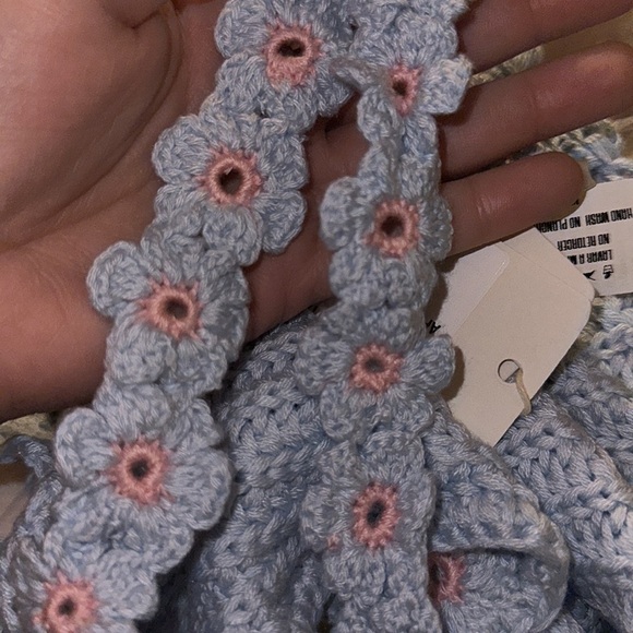 NWT Agua Bendita Albany Crop Top blue woven knit M beach summer spring boho - Picture 7 of 7